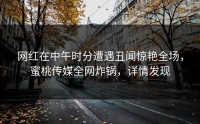 网红在中午时分遭遇丑闻惊艳全场，蜜桃传媒全网炸锅，详情发现