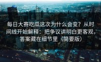 每日大赛吃瓜这次为什么会变？从时间线开始解释：把争议讲明白更客观，答案藏在细节里（简要版）