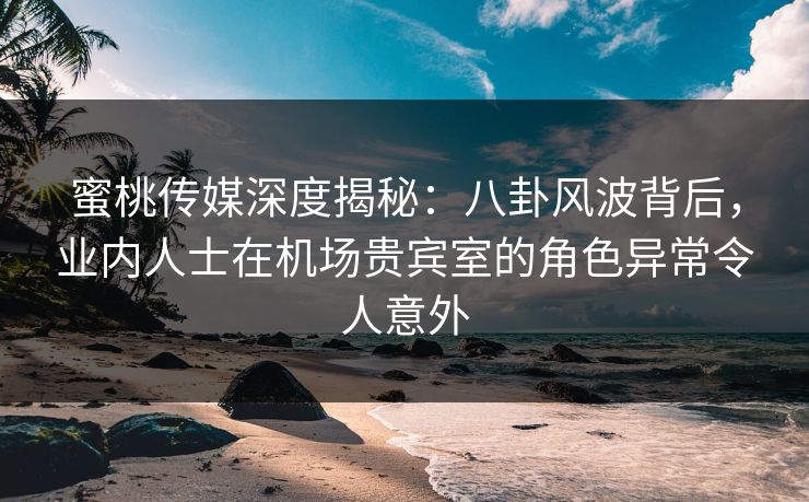 蜜桃传媒深度揭秘:八卦风波背后,业内人士在机场贵宾室的角色异常令人意外 蜜桃传媒深度揭秘:八卦风波背后,业内人士在机场贵宾室的角色异常令人意外