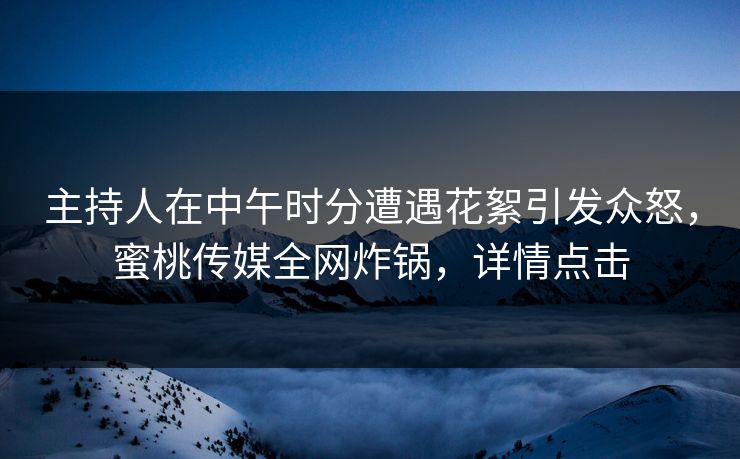 主持人在中午时分遭遇花絮引发众怒，蜜桃传媒全网炸锅，详情点击